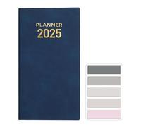 RuiChy 2025 Pocket Diary PU Leather Soft Cover A6 Week to View Appointment Weekly Work Planner Organiser 120 Pages Daily Notebook Calendar Efficiency Handbook with Morandi Sticky Tabs (Navy)