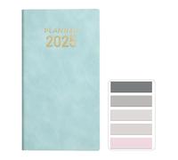 RuiChy 2025 Pocket Diary PU Leather Soft Cover A6 Week to View Appointment Weekly Work Planner Organiser 120 Pages Daily Notebook Calendar Efficiency Handbook with Morandi Sticky Tabs (Blue)