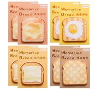 RuiChy 240 Sheets Toast Bread Sticky Notes, 8 Pack Cute Bread Shaped Sticky Notepads Flags Index Tabs, 4 Style Self-Stick Memo Pads Page Markers Cartoon Reminder Note Pads for Home Office School