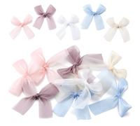 RuiChy 25 Pcs Glitter Tulle Bows for Crafts, 8CM Large Sheer Tulle Gift Bowknot Glossy Ribbon Bows for DIY Gift Wrapping Wedding Party Presents Decoration Cake Topper Bakery Candy Bags Hair Accessory