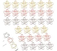 RuiChy 30 Pcs Flower Paper Clips, 25mm Cute Flowers Metal Paperclips Bookmark Clip Memo Clips Paper Clamps for Office Home Stationery Paperwork Document Organizing Wedding Decor (3 Colors)