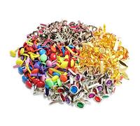 RuiChy 350 Pcs Mini Scrapbooking Brads, 8x17mm Assorted Color Metal Paper Fasteners, Round Brads Rhinestone Split Pins for DIY Handmade Paper Craft Projects Stamping Scrapbook Embellishment