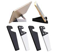 RuiChy 4 Pcs Foldable Cell Phone Stand, V Shaped Universal Pocket Mobile Phone Holder, Portable Vertical and Horizontal Mount Desktop Holder Compatible with Tablets Smartphones (Black & White)