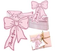 RuiChy 50 Pcs Pink Bow Thank You Cards, Creative Bowknot Place Cards Blank Writable Table Setting Reception Seating Name Card, Multipurpose Gift Card for Baby Shower Wedding Birthday Party Decoration
