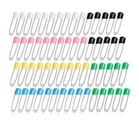 RuiChy 60 Pcs Baby Safety Pins, Assorted Color Plastic Head 1.6 Inch Cloth Diaper Pins with Locking Closures, Stainless Steel Nappy Pins for Quilting Sewing Locking Stitch Markers
