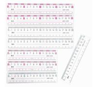 RuiChy 8 Pcs Clear Plastic Ruler with Extra Large Number Scale, 15cm 20cm Transparent Straight Rulers with Wave Line, Measuring Drafting Ruler Tool for Kids Student Teacher Stationery School Supplies
