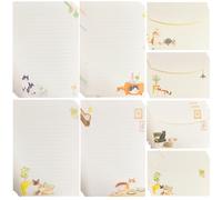 RuiChy A5 Writing Paper and Envelopes Set, 24 Stationery Paper with 12 Envelopes, Cat Themed Lined Letter Paper with Gift Envelopes for Wedding Party Invitations Poem Home Office School (4 Styles)