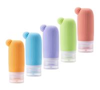RuiChy Cactus Silicone Travel Bottles for Toiletries, 5 Pcs Leakproof Refillable Squeeze Bottles Mixed Colors 60ml Empty Squeezable Travel Size Containers for Shampoo Conditioner Lotion Cosmetics
