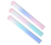 RuiChy Clear Cat Paw Plastic Ruler, 3 Pcs 15cm Gradient Color Straight Ruler 6 Inch Thicken Transparent Rulers Shiny Cat Claw Drafting Drawing Rulers Measuring Tool for School Home Office Use