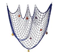 RuiChy Fish Net Wall Decor, Nautical Mediterranean Style Photo Hanging Background Display Frame with Shells for Christmas Birthday Party Decorations Ornaments, Blue, 39 x 79 inch