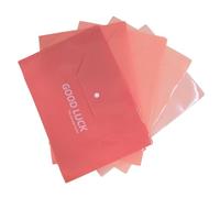 RuiChy Gradient Color A4 Plastic Wallets, 5 Pcs Waterproof Clear Files Popper Wallet with Snap Button for Paperwork Storage, Transparent Document Folders Snap Envelopes for School Work Office (Pink)