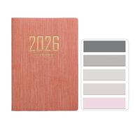 RuiChy Mini 2026 Pocket Diary, PU Texture Cover 128 Pages Daily Planner A7 Week to View Appointment Diary Agenda Weekly Planner Palm-sized Calendar Notebook with Morandi Sticky Tabs (Pink)