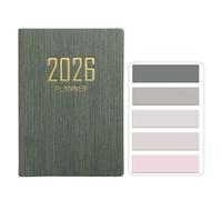 RuiChy Mini 2026 Pocket Diary, PU Texture Cover 128 Pages Daily Planner A7 Week to View Appointment Diary Agenda Weekly Planner Palm-sized Calendar Notebook with Morandi Sticky Tabs (Dark Green)
