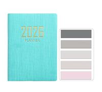 RuiChy Mini 2026 Pocket Diary, PU Texture Cover 128 Pages Daily Planner A7 Week to View Appointment Diary Agenda Weekly Planner Palm-sized Calendar Notebook with Morandi Sticky Tabs (Cyan)