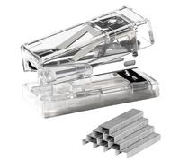 RuiChy Mini Transparent Stapler with 1000 Standard 26/6 Staples, Small Effortless One Finger Press Desktop Stapler, 12 Sheet Capacity, Portable Manual Table Staplers for School Office Home Use (Clear)