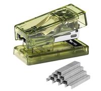 RuiChy Mini Transparent Stapler with 1000 Standard 26/6 Staples, Small Effortless One Finger Press Desktop Stapler, 12 Sheet Capacity, Portable Manual Table Staplers for School Office Home Use (Green)