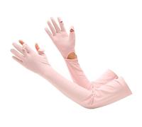 RuiChy Pink Women UV Sun Protection Long Gloves, Ice Silk Sunblock Cycling Gloves Non-slip Cooling Arm Sleeves Full Finger Touchscreen Glove for Summer Outdoor Sports Driving Golfing Hiking Fishing