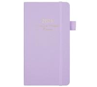 RuiChy Pocket Diary 2026 Full Year 18 x 9.8 cm Slim Weekly Planner, PU Leather Hardback Week to View Appointment Diary Pocket Notebook with Pen Holder Elastic Strap & Ribbon Bookmark (Light Purple)