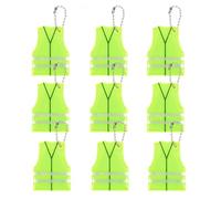 RuiChy Safety Vest Shaped Reflective Keychains 9pcs Stylish Pendants for Bags Backpacks Jackets Clothing Durable Nighttime Visibility Accessories for Students Cyclists Reflector