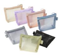 RuiChy Small Mesh Zipper Bags, 7 Pcs Nylon Zip Makeup Pouches for Lipstick Cosmetics, Multifunctional Transparent Travel Toiletry Bags Coin Purses Card Holders for Stationery Keys Cash Credit Cards