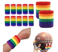 RuiChy Sport Wristband & Finger Protector Sleeve, 2Pcs Wrist Sweatbands and 10Pcs Finger Compression Sleeves Support Arthritis Trigger Thumb Fingers Protector for Basketball Tennis Fitness (Colorful)