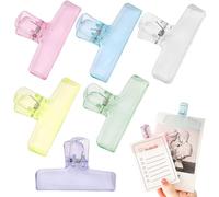 RuiChy Transparent Large Bull Paper Clips, 6 Pcs 75mm Multicolor Plastic Binder Clips Multifunctional Chip Clip Clear Bulldog Paper Clamp for Poster Photo Letter Food Bags Pictures Home Office Use