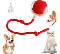 RUICUBEI Chewie Rolling Ball, Interactive Cat Toy, Interactive Ball for Dogs with LED Light, 360° Rotating Automatic Toy for Cats and Dogs (【with Cord】 Red)