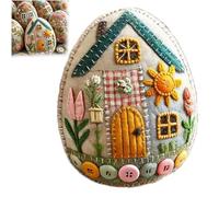 RUICUBEI Patchwork Felt Egg House DIY Kit, Easter Craft Supplies, Craft Kit with Material Package, Embroidered Easter Colorful Basket Stuffers (Felt Egg House A)