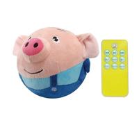 RuiDay Bouncing Pig Plush Toy for Small Medium Dogs - Interactive, Talking, Washable (Blue Pig)
