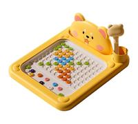 RuiDay Cartoon Magnetic Drawing Board, Shiba Bear Dot Art Design,Toddler Doodle Boards with Pen, Montessori Dot Art Toy, Drawings Boards Portable Learning Toy for Kids (Yellow - 22cm)