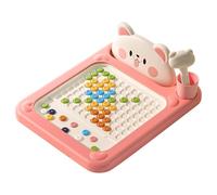 RuiDay Cartoon Magnetic Drawing Board, Shiba Bear Dot Art Design,Toddler Doodle Boards with Pen, Montessori Dot Art Toy, Drawings Boards Portable Learning Toy for Kids (Pink - 22cm)