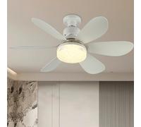 RuiDay Ceiling Fans with Lights and Remote, Socket Fan with LED Light Dimmable, 3 Color 3 Speed Multicolor, Fan Light for Bedroom, Living Room (Transparent Shade+ White Blades, A- Remite Control)
