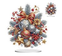 RuiDay Christmas Diamond Art Painting Tabletop Kit, 5D DIY Diamond Desktop Ornaments with Christmas Elements, Special Shape Crystal Painting Decor Christmas Gifts for Friends Family (I)