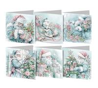 RuiDay Diamond Art Christmas Cards, Christmas Diamond Art Glitter Greeting Christmas Cards, Creative Diamond Art Cards for Xmas Birthday Greeting Festival Postcards (6PCS - Santa Claus-B)