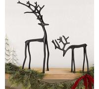 RuiDay Set of 2 Black Reindeer Statues, 2025 Christmas Decorations, Modern Xmas Figurines, Deer christmas decor for Mantel Living Room Bedroom Office (2 PCS)