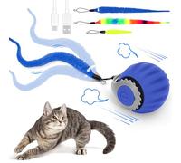 RuiDay Speedy Tail 3.0 Cat Toy, 2025 NEW Interactive Cat Toy, Three Mode Switching interactive cats ball, Two Speed Adjustment, Interactive cat toys for Indoor/Outdoor (Blue - Long Tail)