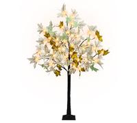 Ruidazon 4FT Fall Lighted Maple Trees with 48 Led Lights 3 Foam Pumpkins Artificial Fall Light Up Tree Autumn Maple Trees for Fall Indoor Outdoor Thanksgiving Decor