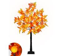Ruidazon 4FT Maple Trees with 48 LED Lights and 12 Pumpkins - Fake Fall Light Up Tree Artificial Autumn Maple Trees for Indoor Outdoor Thanksgiving Decor