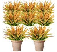 Ruidazon Artificial Fake Grass, 24 PCS Outdoor Faux Grasses Plastic Plants Greenery UV Resistant for Outside Home Windowbox Garden Office Patio Hanging Planter Front Porch Fall Décor (Yellow)