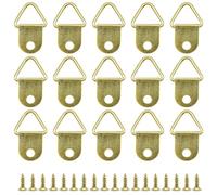 Ruidee 100 Pcs Picture Hanging Kit,Small Triangle Ring Picture Hangers Frame Single Hole Picture Hang with Screws for Hanging Photos Frame Cross Stitch Clock Paintings Mirrors Artwork （Gold/XS）
