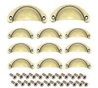 Ruidee 12 Picecs Shell Cup Handles Vintage Half Moon Drawer Pull Handle with Screws for Cabinet Cupboard Dresser Wardrobe Drawer (Bronze)