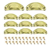 Ruidee 12 Picecs Shell Cup Handles Vintage Half Moon Drawer Pull Handle with Screws for Cabinet Cupboard Dresser Wardrobe Drawer (Gold)