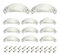 Ruidee 12 Picecs Shell Cup Handles Vintage Half Moon Drawer Pull Handle with Screws for Cabinet Cupboard Dresser Wardrobe Drawer (Silver)