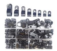 Ruidee 160 pcs Cable Clamp Nylon R-Type Cable Clips Clamp Assortment Kit for 1/8", 3/16", 1/4", 5/16", 3/8", 1/2", 5/8", 3/4" Wire (Black)