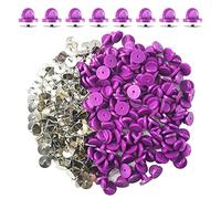 Ruidee 200 Pcs/100 Pairs Tie Tack Pin Backs with Blank Pins, Binding Staple Clutch Butterfly Rubber Bolts Back Holder Reinstallation (Grape Purple)