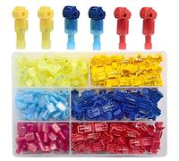 Ruidee 200 Pcs T-Tap Connectors Quick Splice Wire Terminals Self-Stripping Insulated Male Quick Disconnect Spade Terminals Assortment Kit UNJ, Red