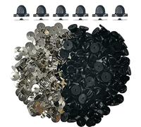 Ruidee 200 Pieces/100 Set Rubber Pin Backs With Tie Tacks Blank Pins, PVC Backing Holder Clasp for Uniform Badges Lapel (PBJ/Black)