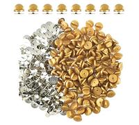 Ruidee 200 Pieces/100 Set Rubber Pin Backs with Tie Tacks Blank Pins, PVC Rubber Pin Back for Uniform Badges Backing Holder Clasp Lapel Pin(Gold)