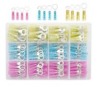 Ruidee 200PCS Ring Heat Shrink Wire Connectors Terminals,Insulated Waterproof Automotive Marine Crimp Electrical Terminals Assortmen Kit URR