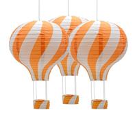 Ruidee 3 Pieces Hanging Hot Air Balloon Paper Lanterns 12 inch Paper Lanterns Set Decoration Ball Lamps for Wedding, Birthday, Anniversary, Christmas (Orange)